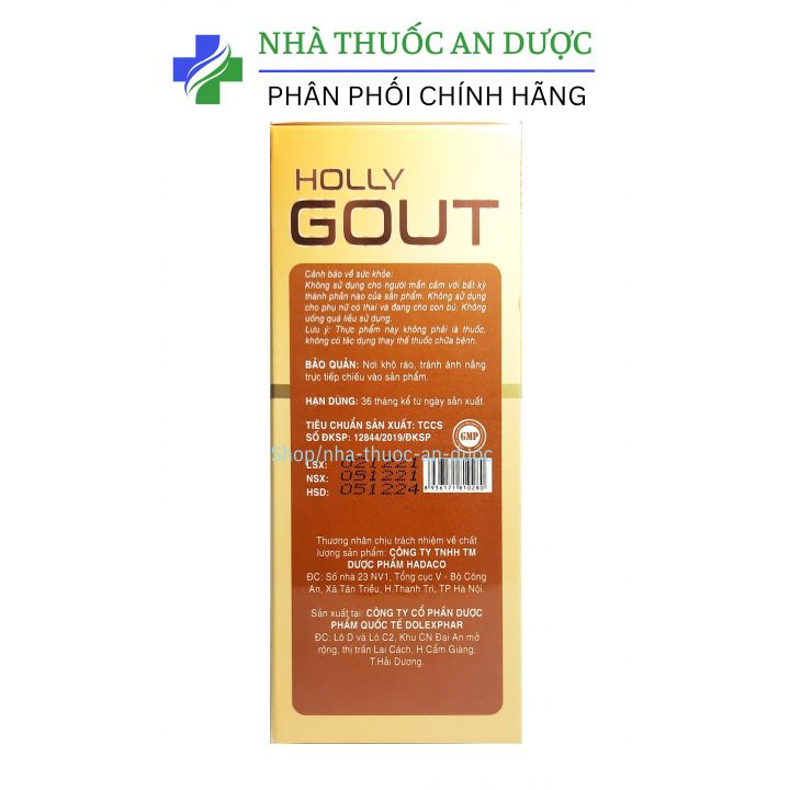 Viên uống Holly Gout giúp giảm sưng, đau nhức khớp ngón chân, bàn chân do gout (hộp 30 viên)