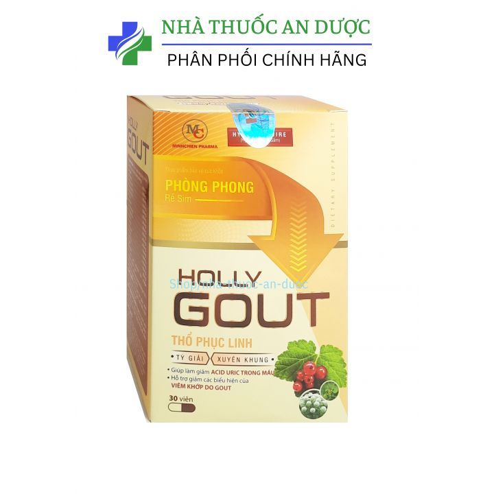 Viên uống Holly Gout giúp giảm sưng, đau nhức khớp ngón chân, bàn chân do gout (hộp 30 viên)