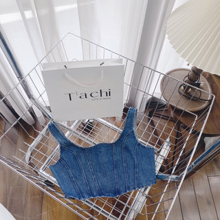 Sp019787 áo crop jean cổ v tà nhọn 😍