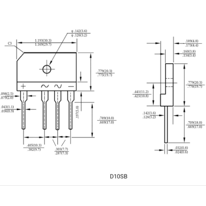 Diode cầu D10SB60 10A 600v chính hãng