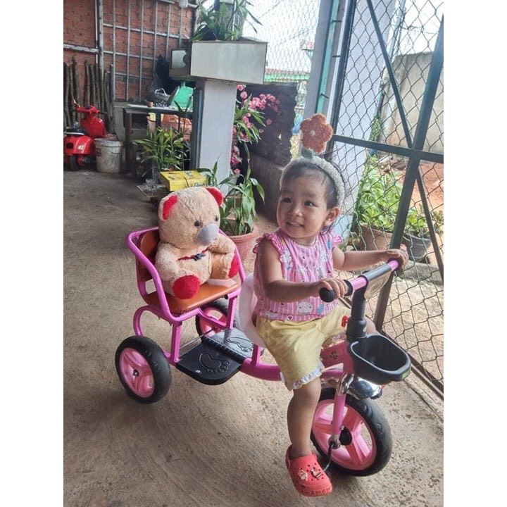 Xe đạp xích lô 2 ghế ngồi cho bé 2-6 tuổi _ 4 màu siêu xinh