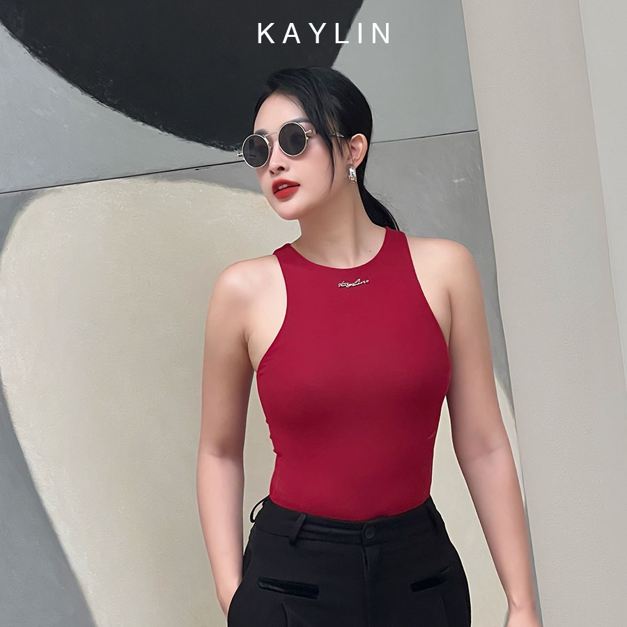 Áo thun ba lỗ trơn basic lụa zip hai lớp ôm dáng phong cách KAYLIN - N2055