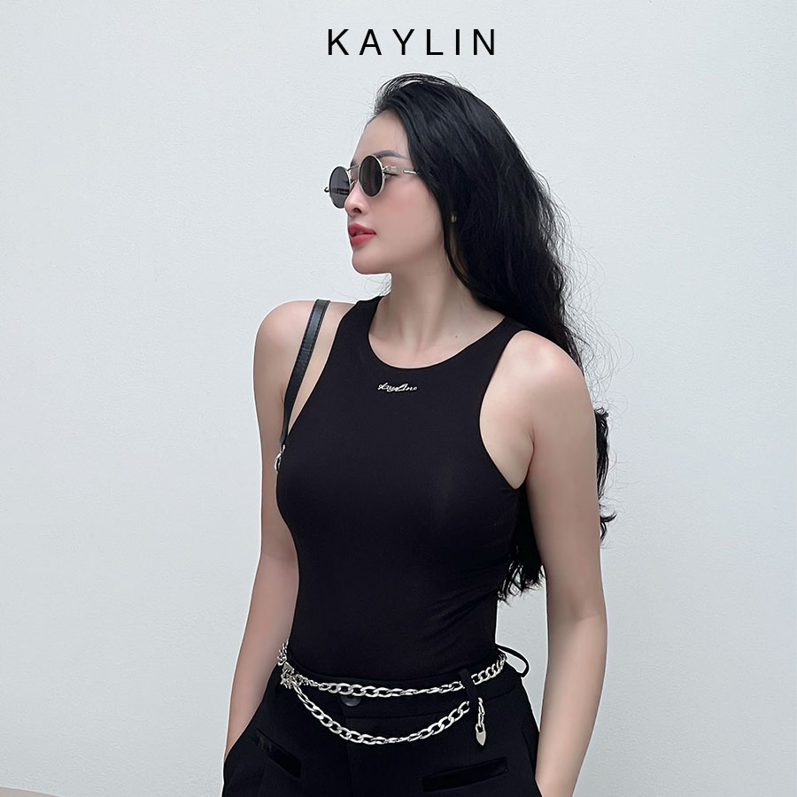 Áo thun ba lỗ trơn basic lụa zip hai lớp ôm dáng phong cách KAYLIN - N2055