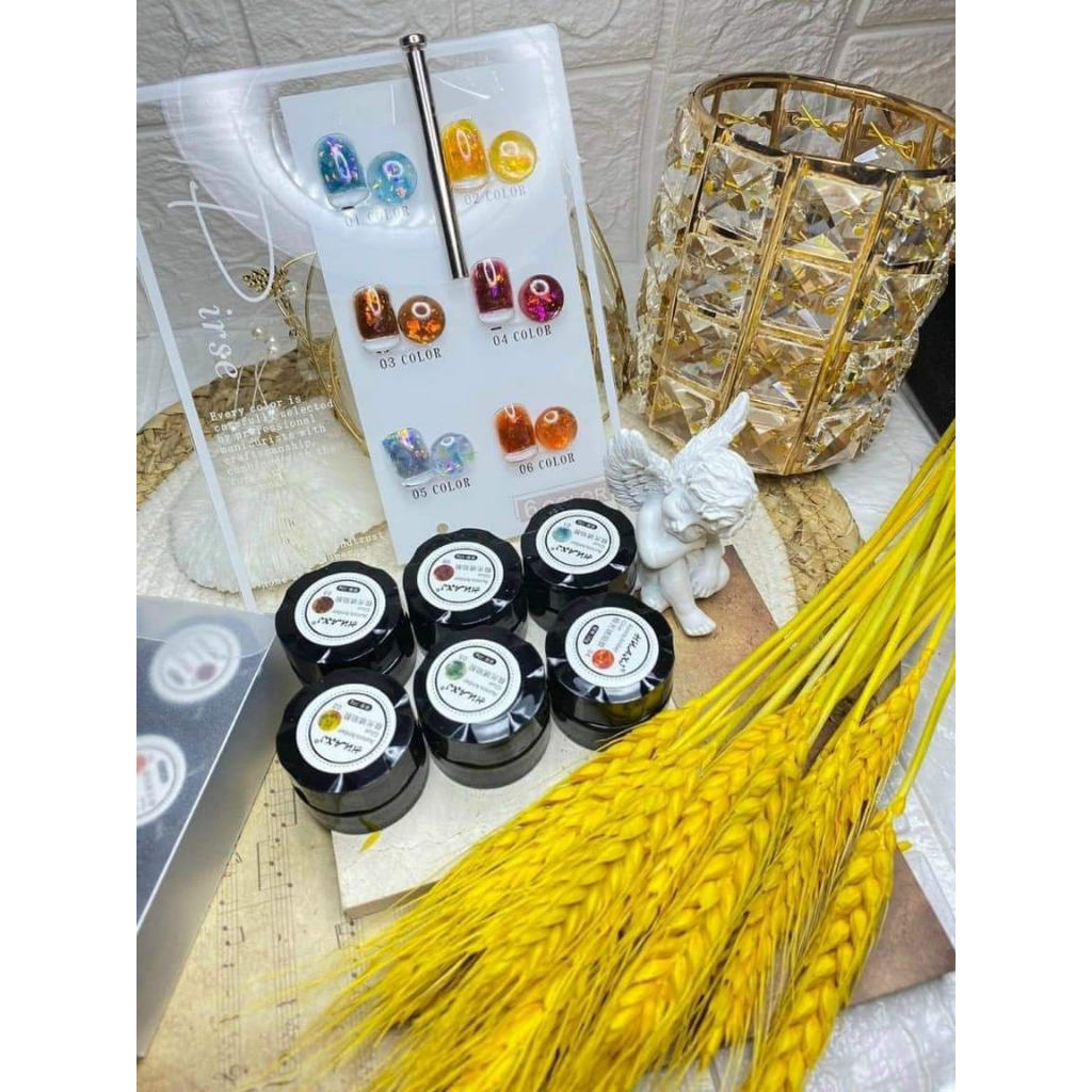 Set 6 Màu Gel Hổ Phách Huaxi , Tặng Kèm Bảng Màu