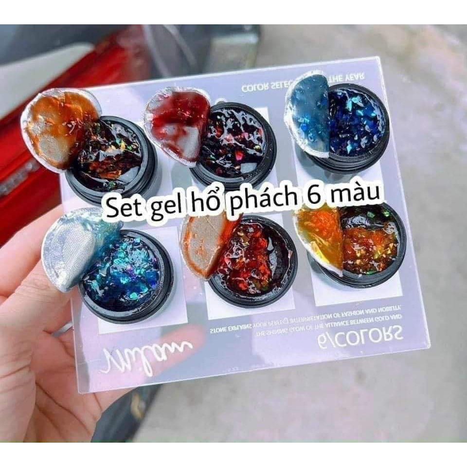 Set 6 Màu Gel Hổ Phách Huaxi , Tặng Kèm Bảng Màu