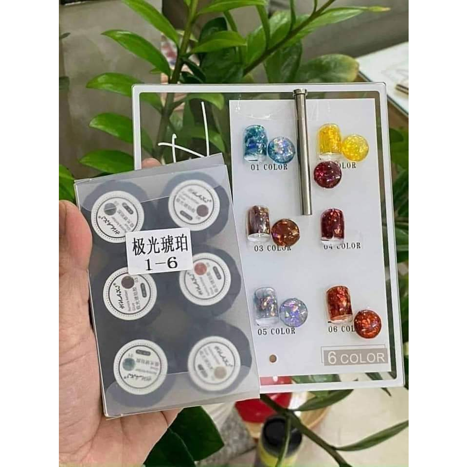 Set 6 Màu Gel Hổ Phách Huaxi , Tặng Kèm Bảng Màu