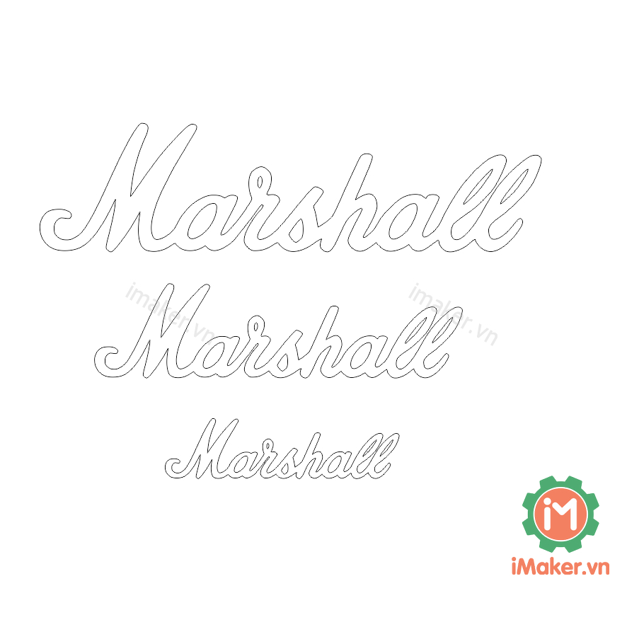 Logo Marshall màu Trắng Và Đen chất Liệu Mica Bóng