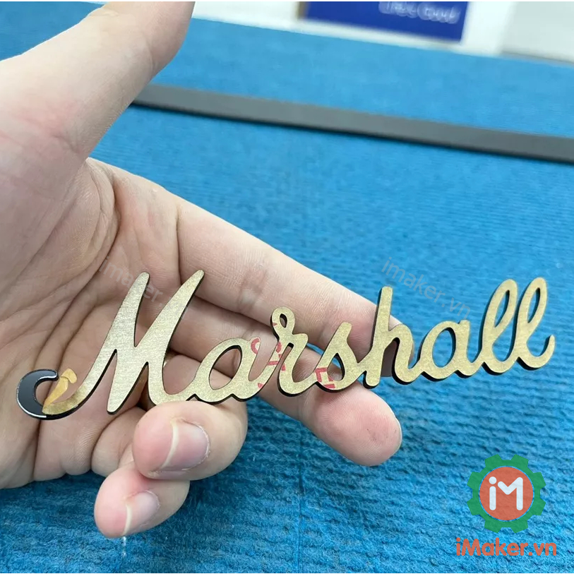 Logo Marshall màu Trắng Và Đen chất Liệu Mica Bóng