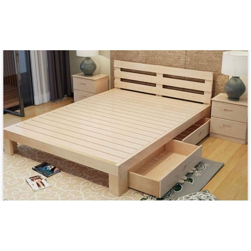 GIƯỜNG CHÂN LẮP RÁP CÓ HỘC KÉO GIÁ RẺ - KHÁCH VỀ TỰ LẮP RÁP