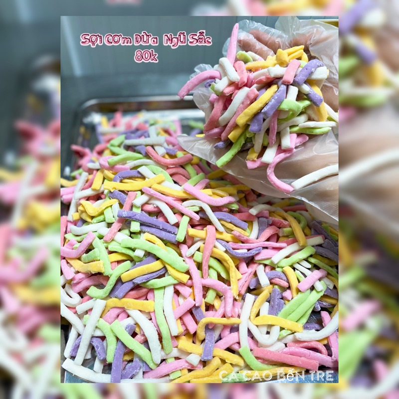 Trân châu sợi cơm dừa ngũ sắc