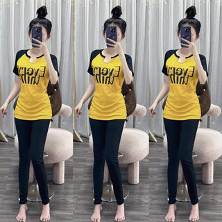 Set thun gân tay áo phối màu đơn giản - logo in sắc nét - sp y hình