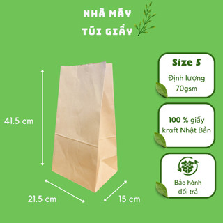 🌿 10 chiếc túi giấy kraft size 5: 21.5x15x41.5cm không quai