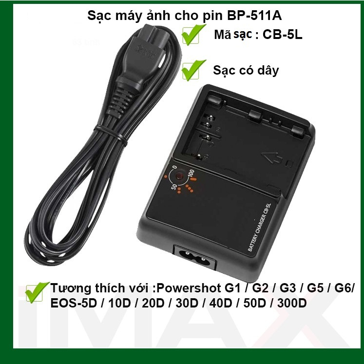 PIN MÁY ẢNH CANON BP-511A, DUNG LƯỢNG CAO
