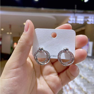 Bông Tai Tròn 3 Vòng Viền Đính Đá Hạt Tròn Cực Xinh