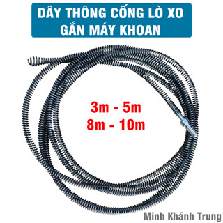 Dây thông tắc cống, thông bồn cầu lò xo gắng máy khoan phi Ø10 - 3m, 5m, 8m, 10m