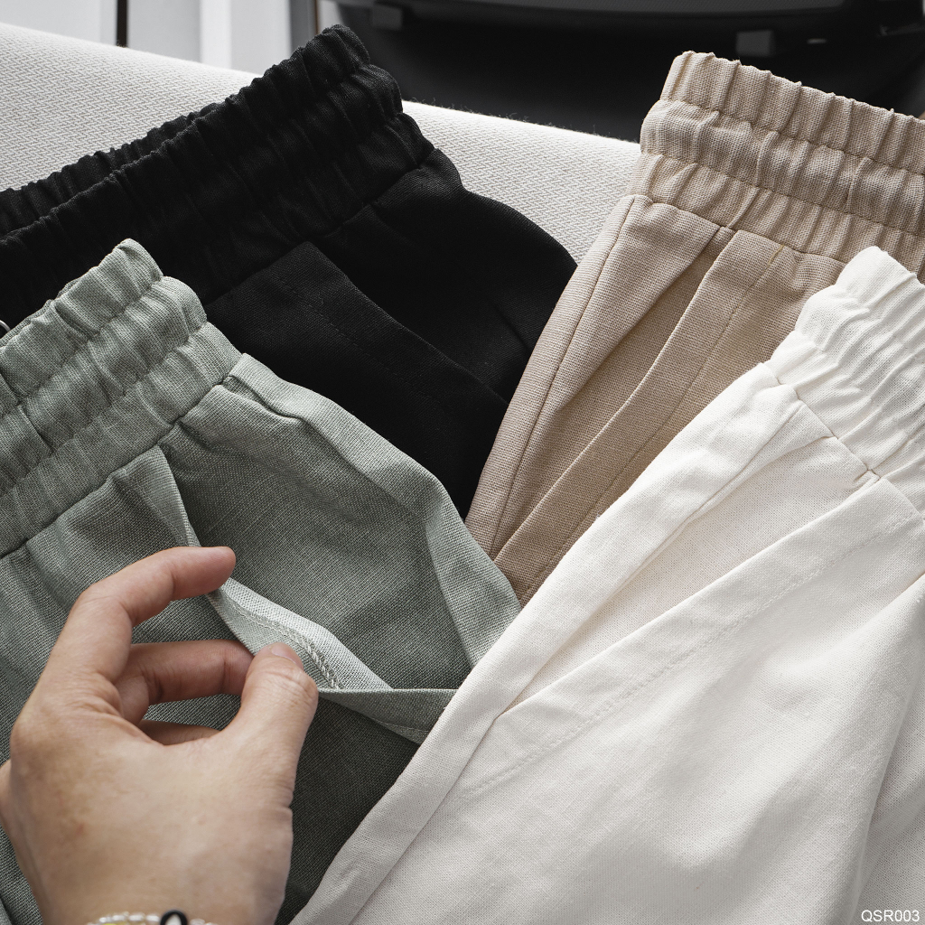 Quần Short nam linen lưng thun RAFOZ classic - 003 form trên gối cùng lai lật trẻ trung KSTOREPK