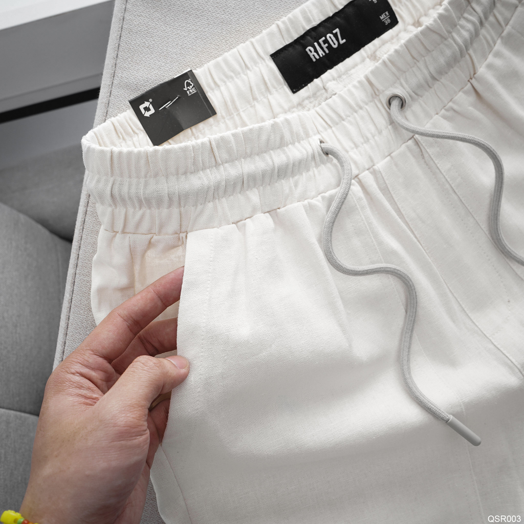 Quần Short nam linen lưng thun RAFOZ classic - 003 form trên gối cùng lai lật trẻ trung KSTOREPK