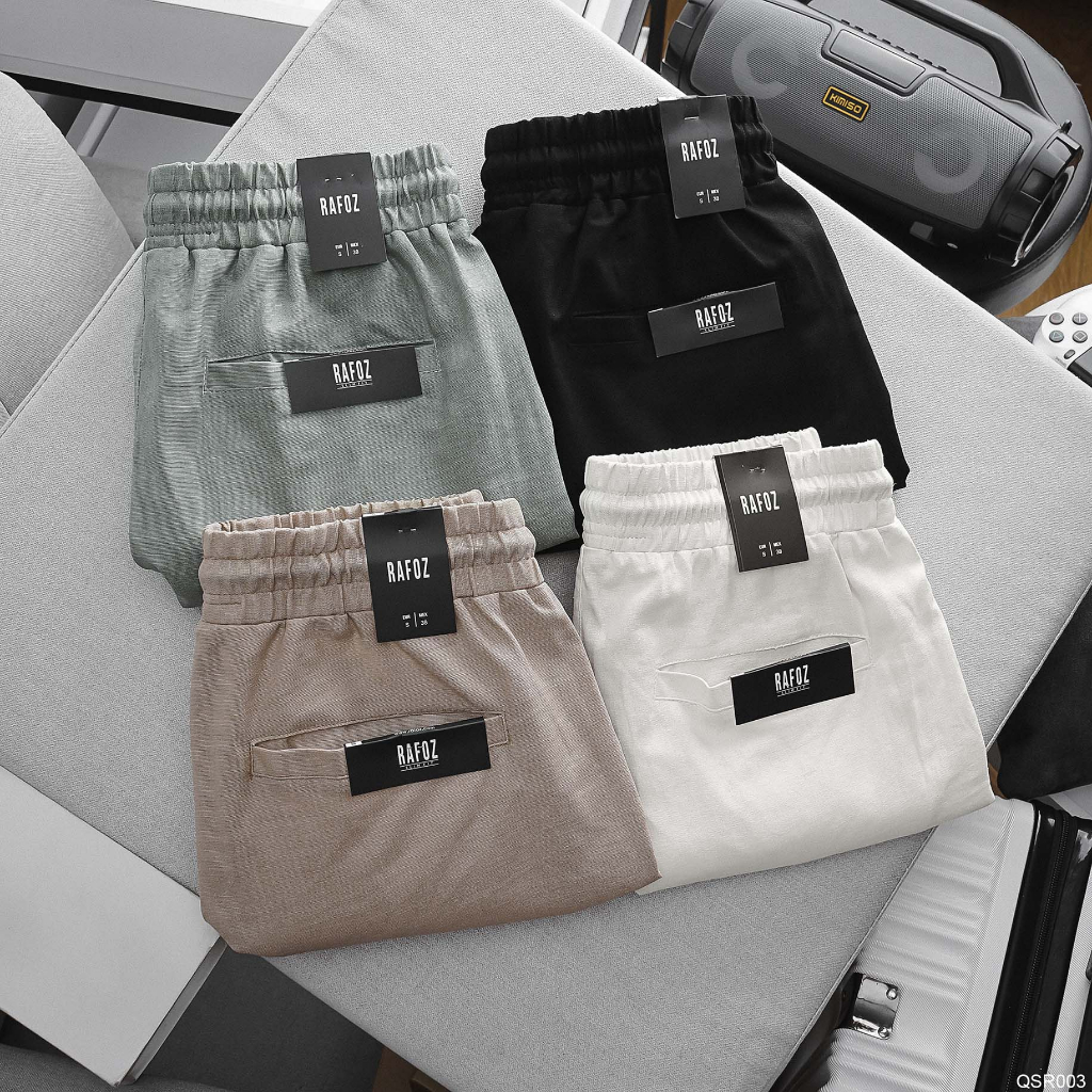 Quần Short nam linen lưng thun RAFOZ classic - 003 form trên gối cùng lai lật trẻ trung KSTOREPK