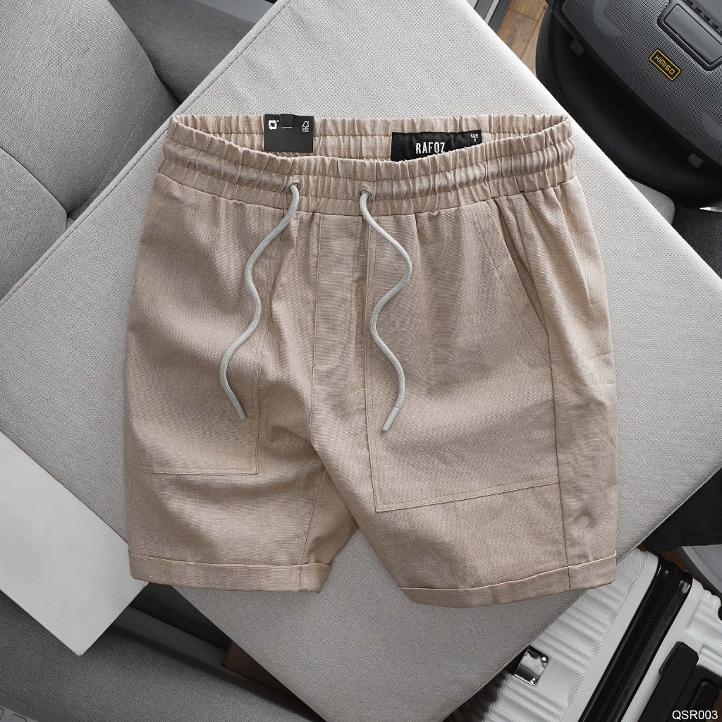 Quần Short nam linen lưng thun RAFOZ classic - 003 form trên gối cùng lai lật trẻ trung KSTOREPK