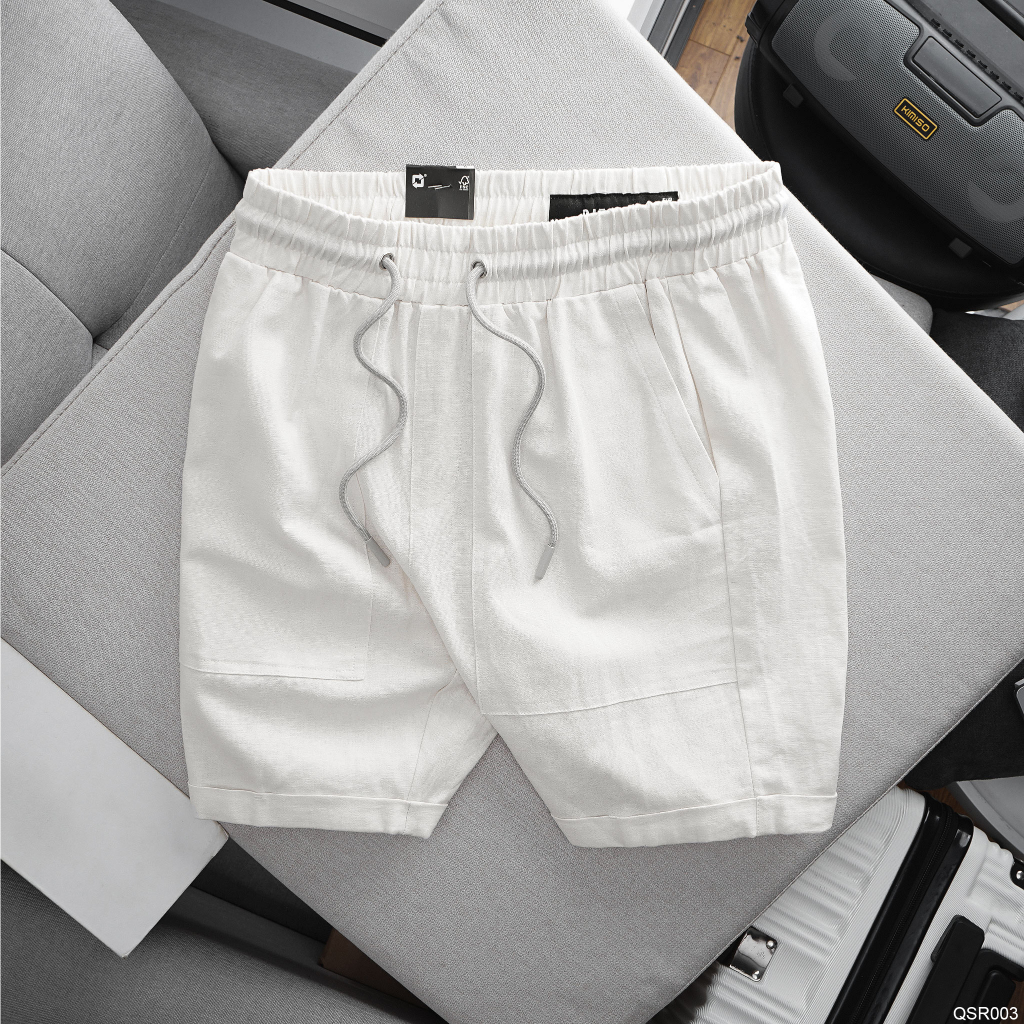 Quần Short nam linen lưng thun RAFOZ classic - 003 form trên gối cùng lai lật trẻ trung KSTOREPK