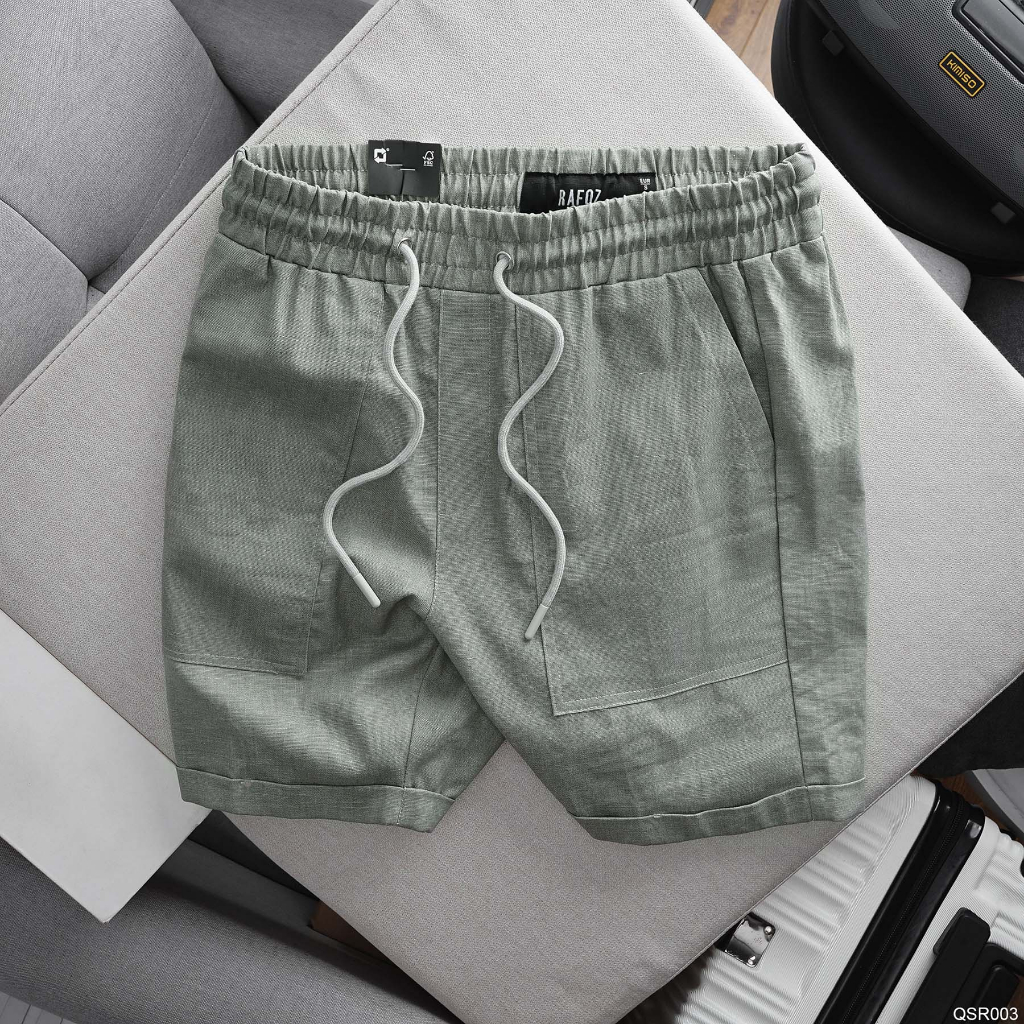 Quần Short nam linen lưng thun RAFOZ classic - 003 form trên gối cùng lai lật trẻ trung KSTOREPK