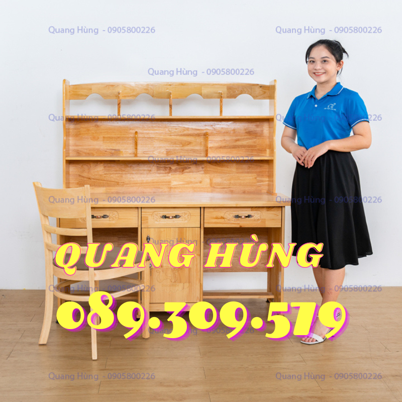 BÀN HỌC SINH GỖ THÔNG - BÀN ĐÔI MÀU VÀNG GIÁ RẺ CHO BÉ