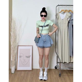 ( Ảnh thật ) 9016 Áo ôm croptop log off