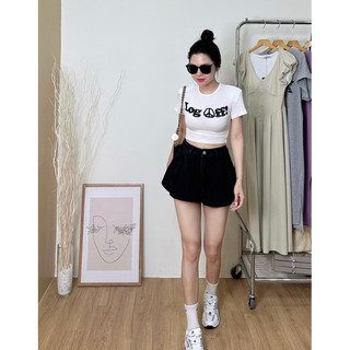 ( Ảnh thật ) 9016 Áo ôm croptop log off