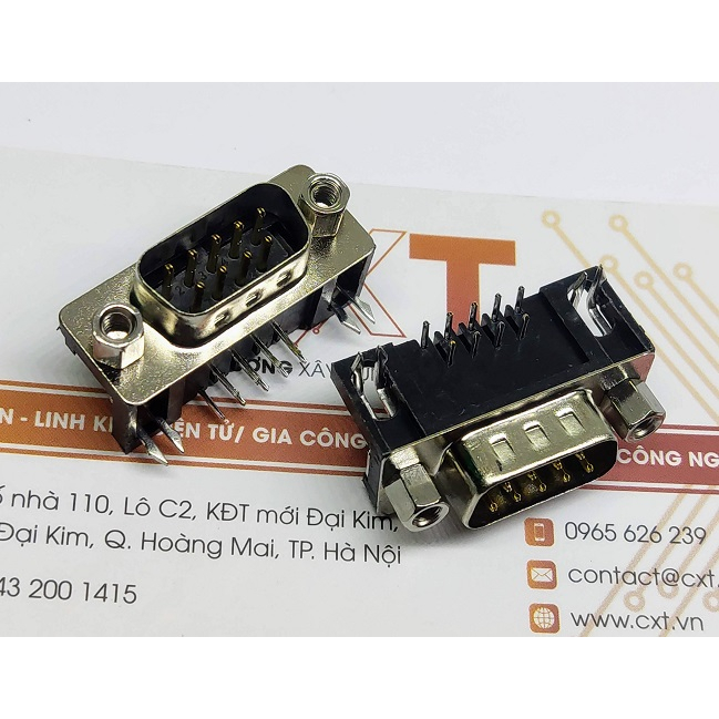 Cổng DB9 Đực cong - 2 Hàng chân hàn mạch