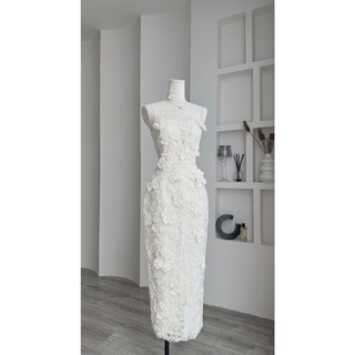 Đầm dài - 232 - 2 dây - ren - đính hoa
