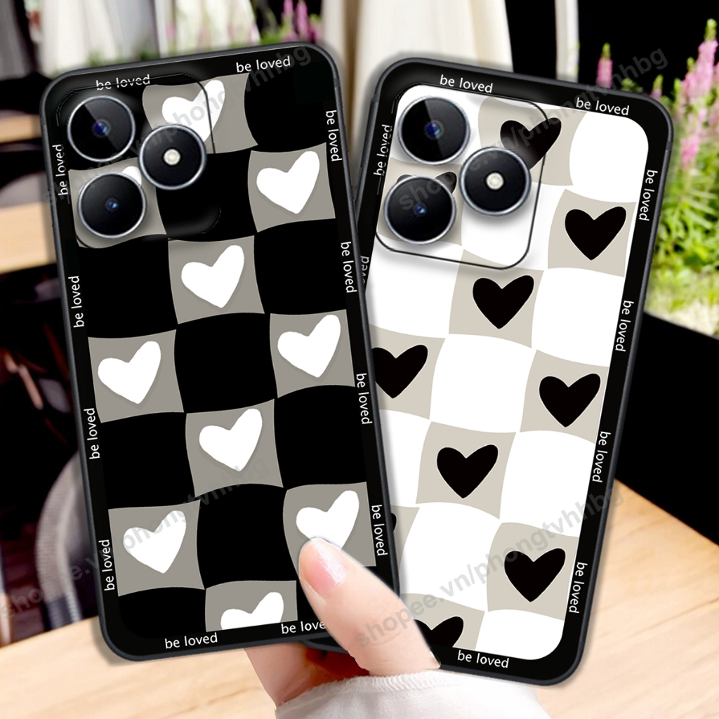 Ốp lưng REALME C53 in mẫu trái tim caro, chuột mikey thể thao cực đẹp