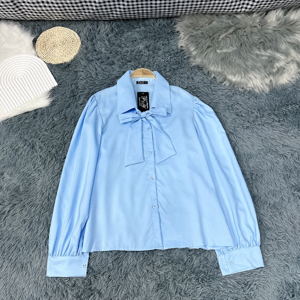 Áo Sơ Mi Bigsize Nữ Tay Dài Bo ,Áo Sơ Mi Kiểu Nữ Nơ Buộc Thời Trang Công Sở Vải Lụa Chéo Mềm Mát Ít Nhăn SM16