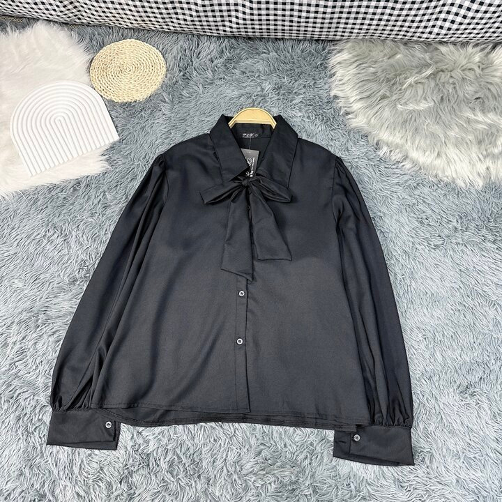 Áo Sơ Mi Bigsize Nữ Tay Dài Bo ,Áo Sơ Mi Kiểu Nữ Nơ Buộc Thời Trang Công Sở Vải Lụa Chéo Mềm Mát Ít Nhăn SM16