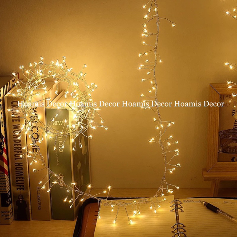 Đèn Đom Đóm sợi tua ( fairylight ) dùng điện / dùng pin ánh sáng vàng ấm đẹp lung linh