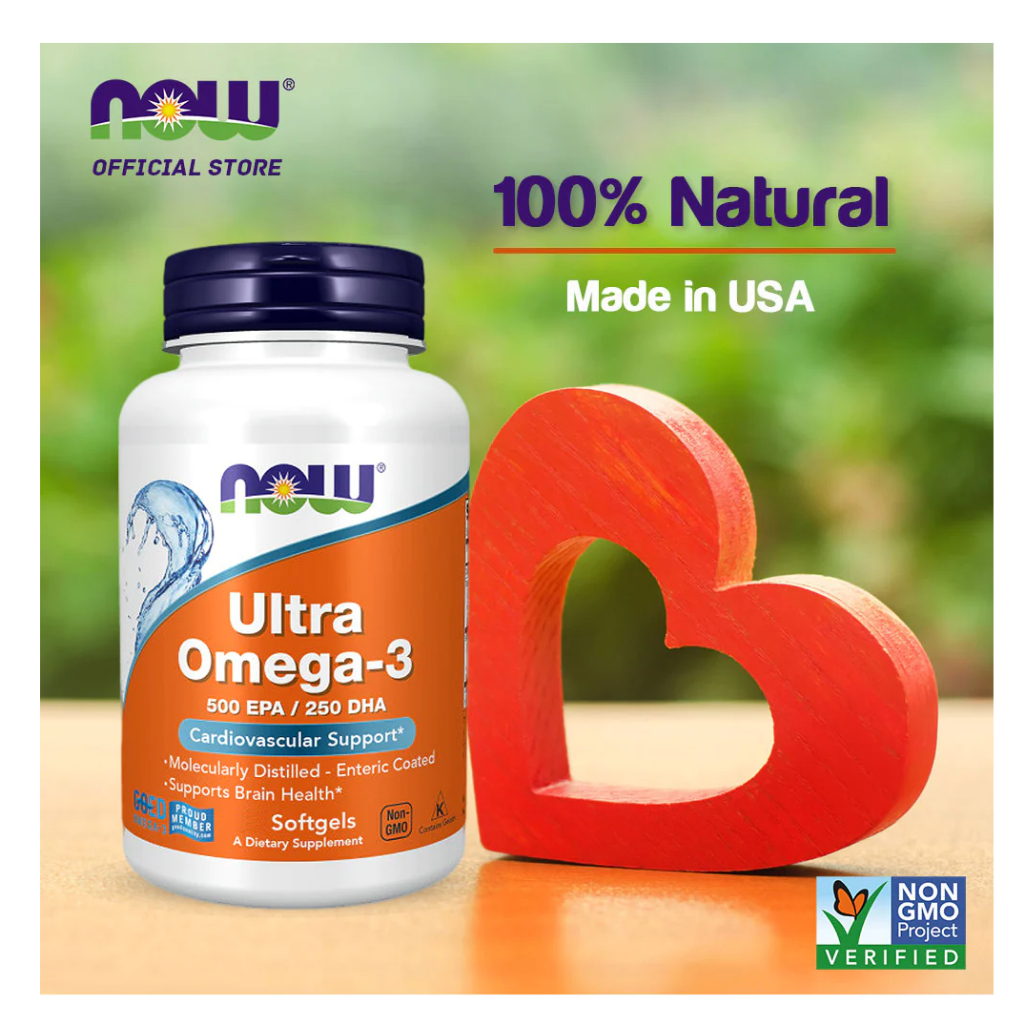 Dầu Cá Fish Oil Ultra Omega 3 - hàm lượng cao gấp 3 loại thường - Hộp 180 Viên Của NOW Mỹ
