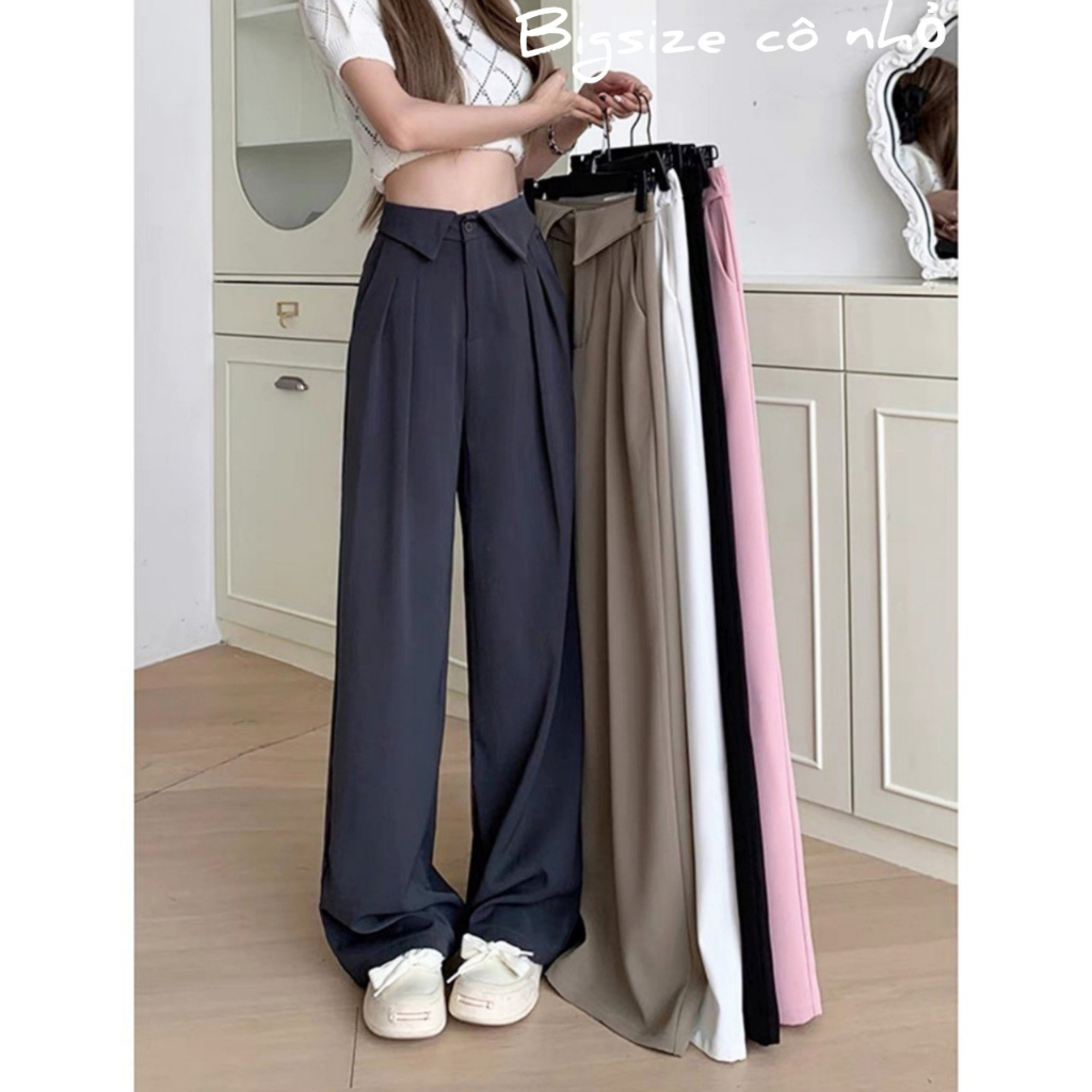 Quần Suông Bigsize Nữ,Quần Lưng Cao Cạp V Big Size Ổng Rộng Vải Cotton Lạnh Mềm Nhẹ Mặc Mát Mã QCAP V