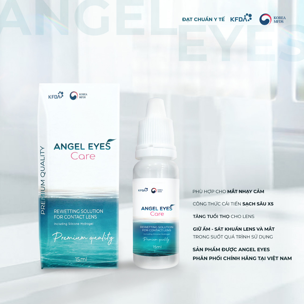 Nước Nhỏ Mắt Angel Eyes Care 15ml Cấp Ẩm Chuyên Dụng Cho Lens