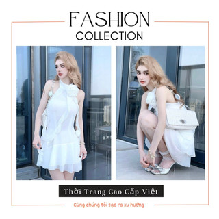 (SẴN) Đầm Yếm Phối Bèo Tua Rua Hoa Cổ , Đầm Dáng A Đuôi Cá Cổ Yếm TH92