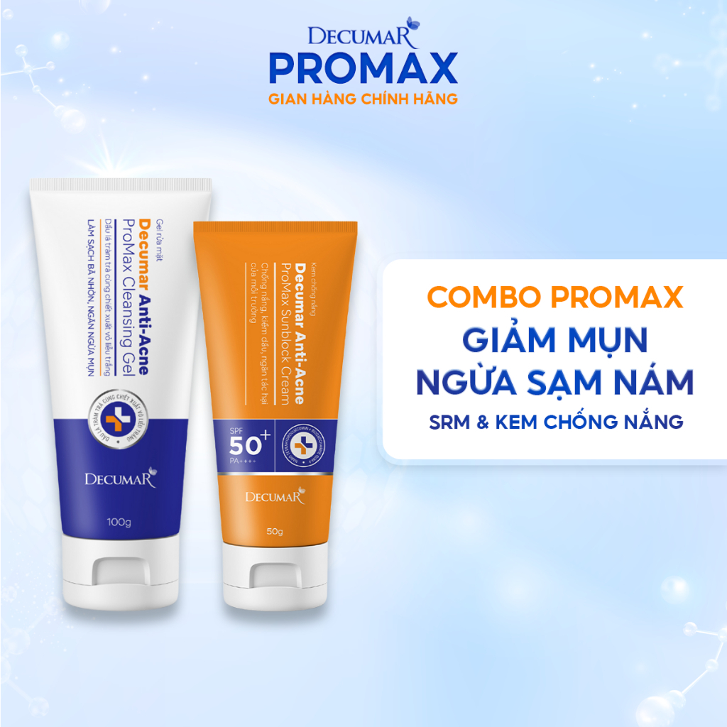 Bộ Sữa Rửa Mặt Và Kem Chống Nắng Decumar ProMax Làm Sạch Da Ngừa Mụn