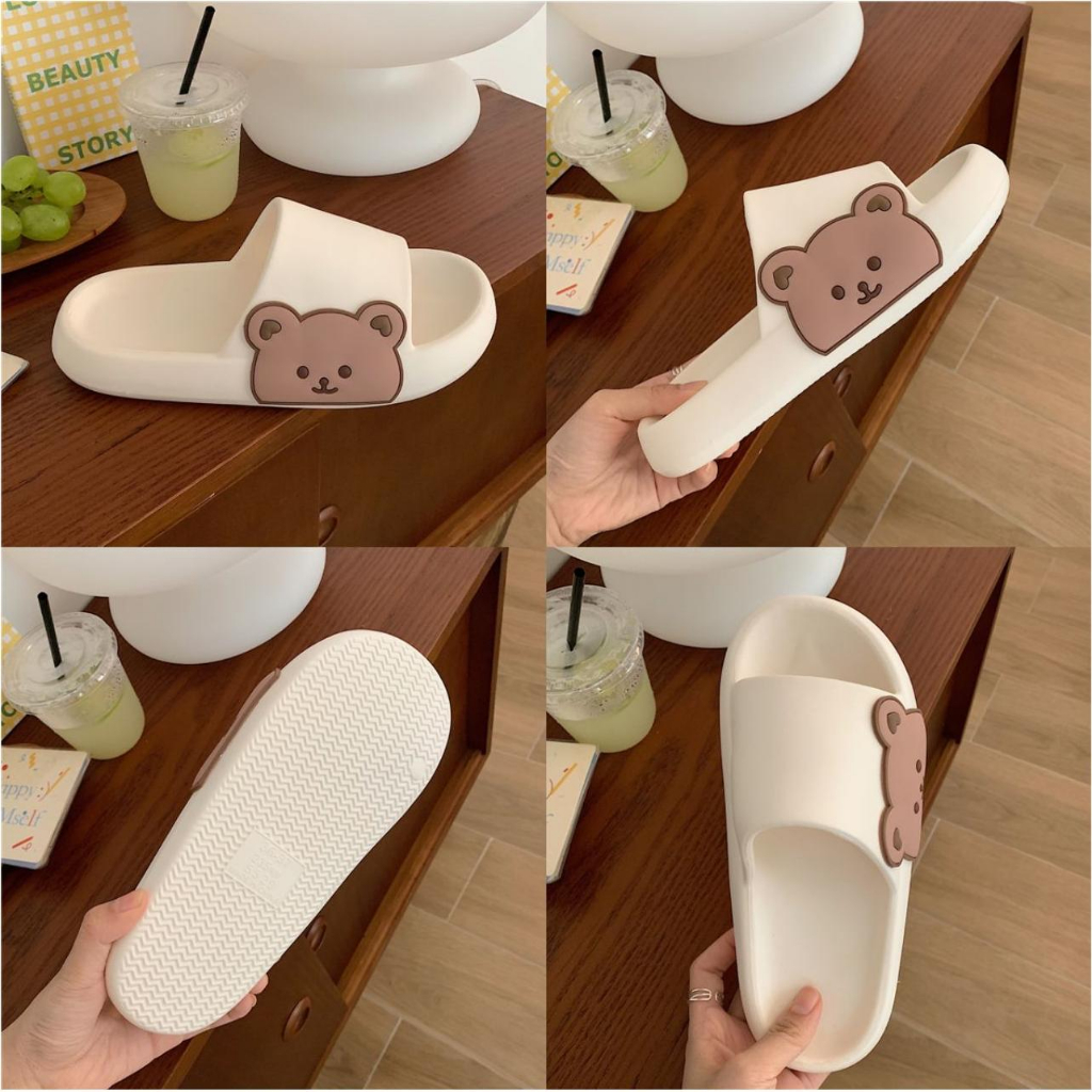 Dép bánh mì nữ thời trang dễ thương, kiểu mẫu thỏ và gấu, độ dày 3cm, chất liệu EVA, dùng cho mùa hè và đi ra ngoài