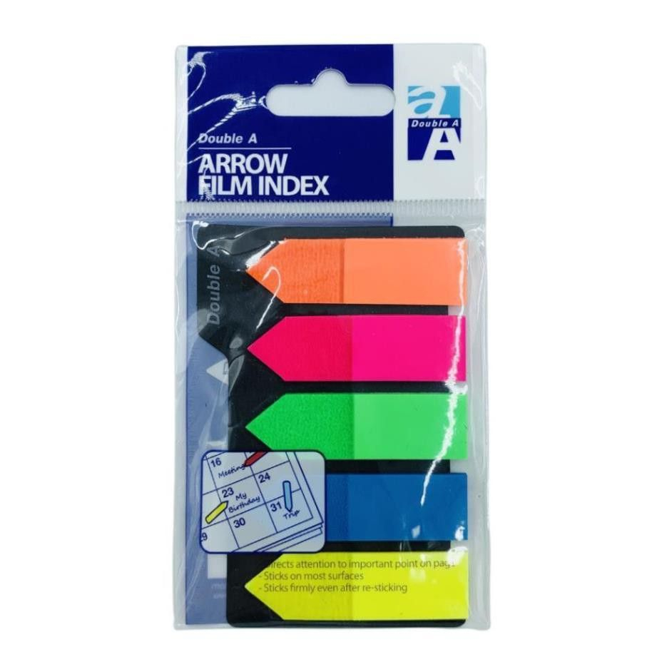Giấy phân trang 5 màu nhựa Double A / Giấy note trình ký 125 miếng / tập 42mmx12mm