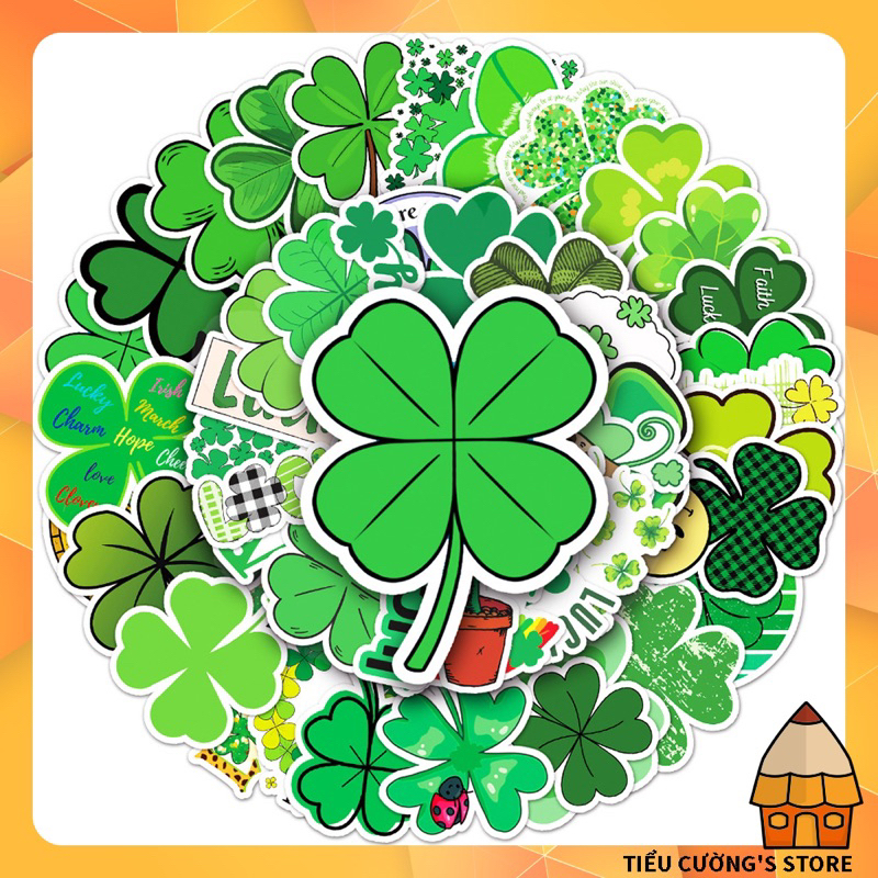 Set 10/20 Hình Dán CỎ BA LÁ 🍀 Sticker cute trang trí xe, điện thoại, laptop, nón bảo hiểm hoạ tiết dễ thương