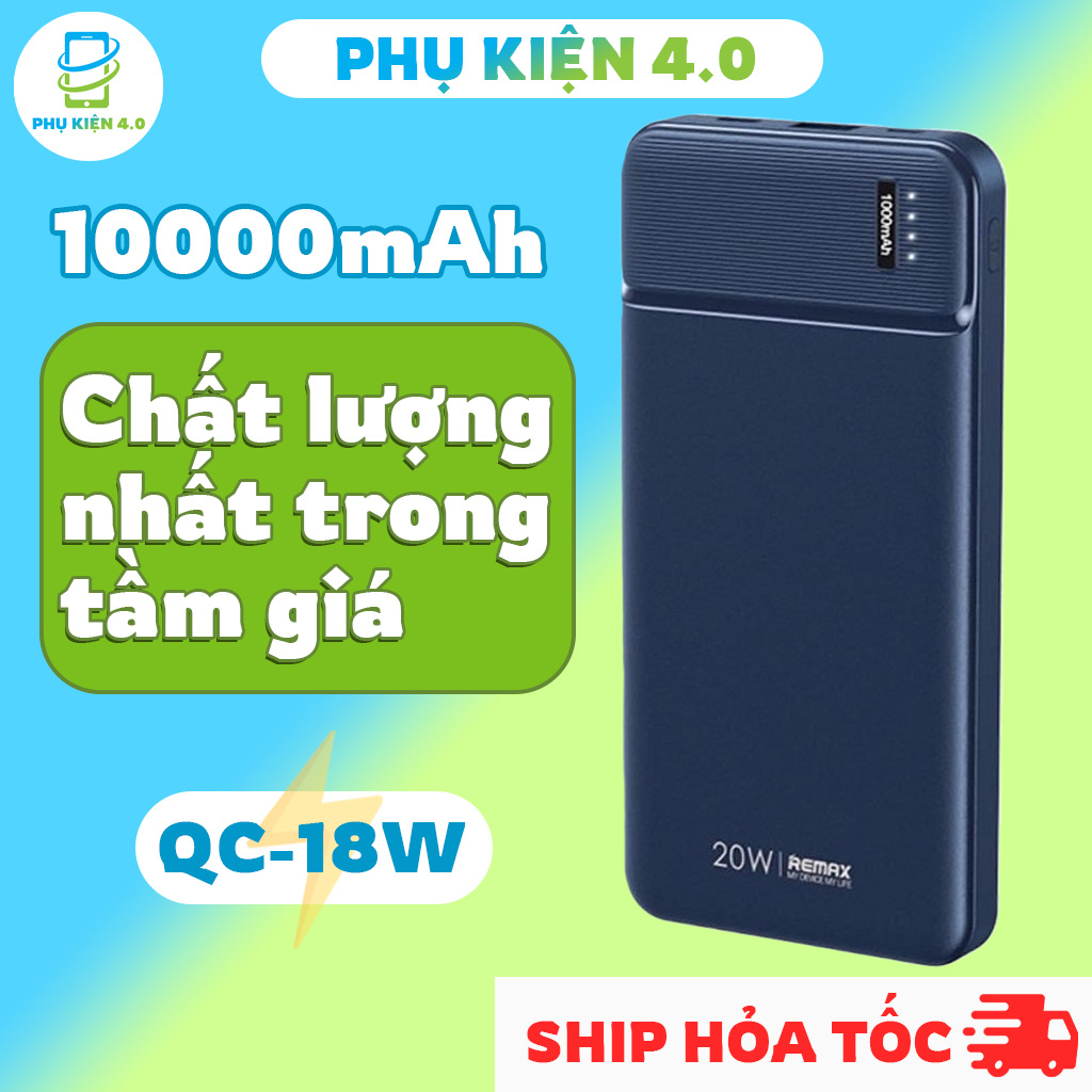 Pin sạc dự phòng 10000mAh chính hãng RPP-287, đèn Led báo pin, sạc nhanh đa thiết bị cao cấp bảo hành 12 tháng.