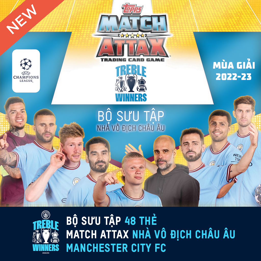 Album thẻ Nhà Vô Địch Châu Âu Manchester City FC 2023 Cú ăn ba lịch sử