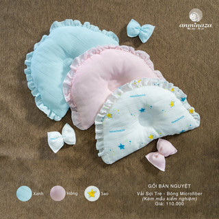 Gối bán nguyệt vỏ sợi tre cao cấp Anminnaza mềm, êm, chống bẹp đầu - Bibi Kids