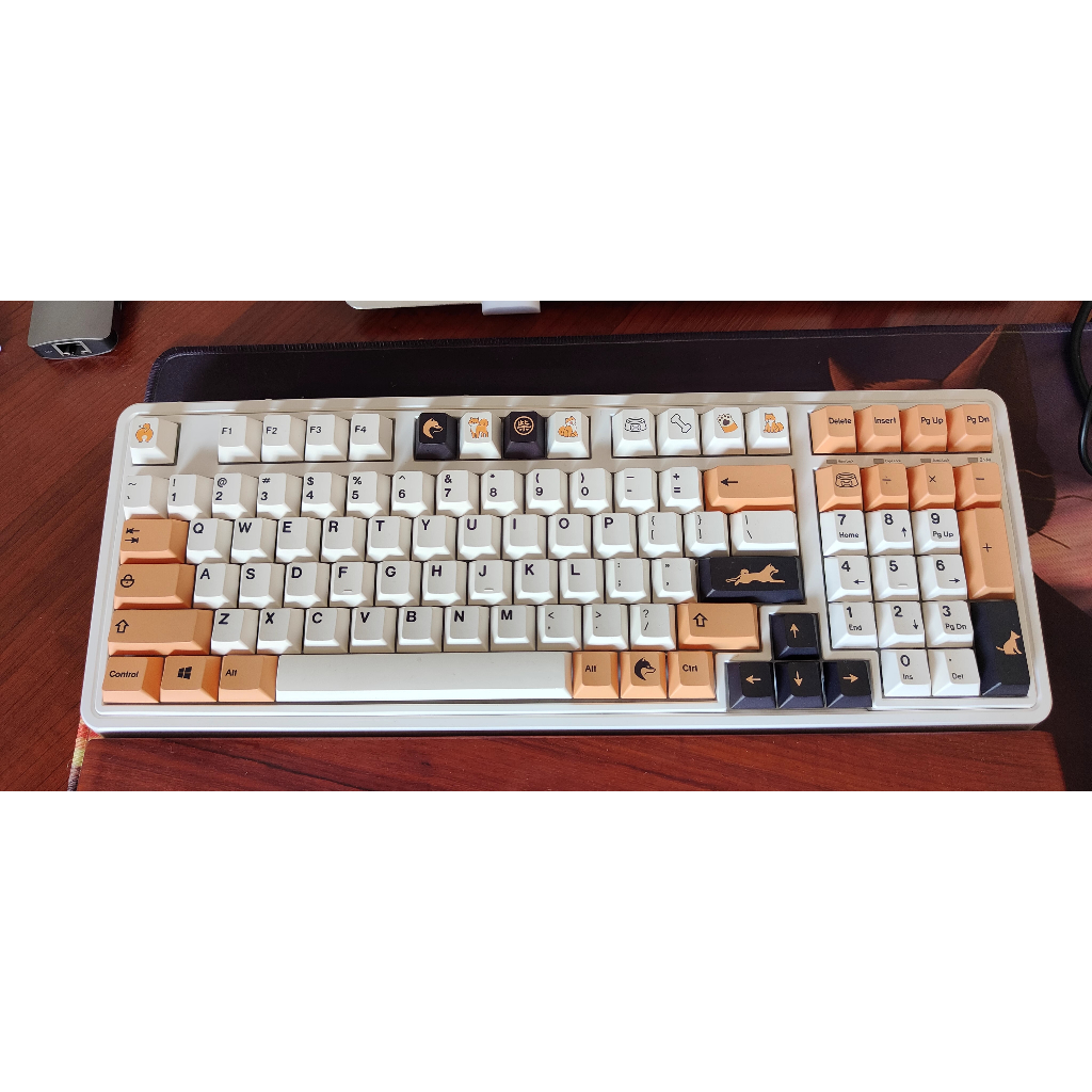 Bộ keycap PBT Mika Dog Theme, Soy Milk in Dye-sub nút bàn phím cơ - cherry profile - phù hợp các layout bàn phím cơ bản