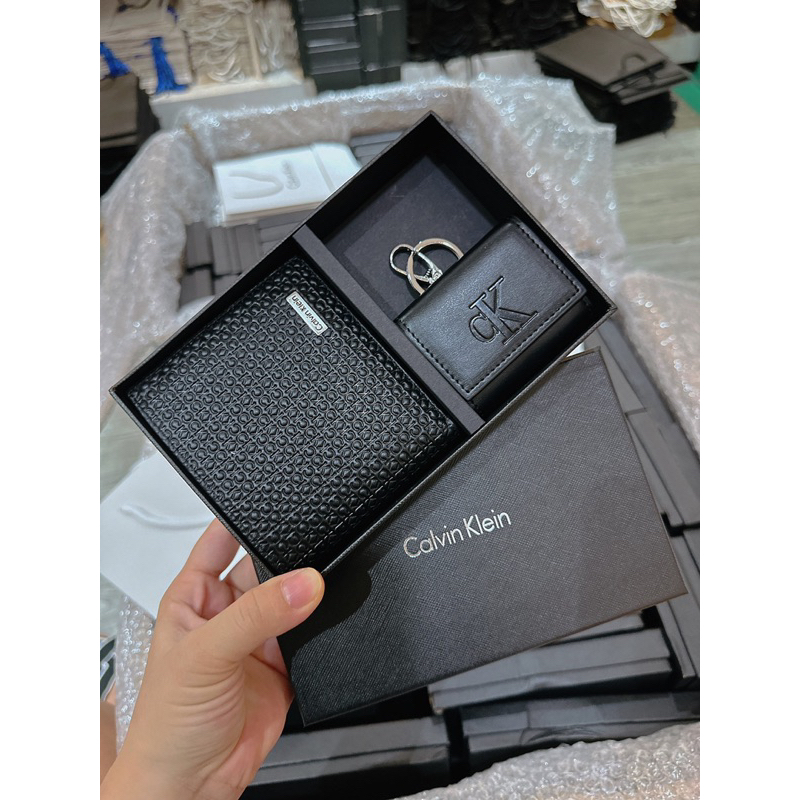 Set ví + ví đựng airpod Calvin Klein Fullbox túi giấy hãng