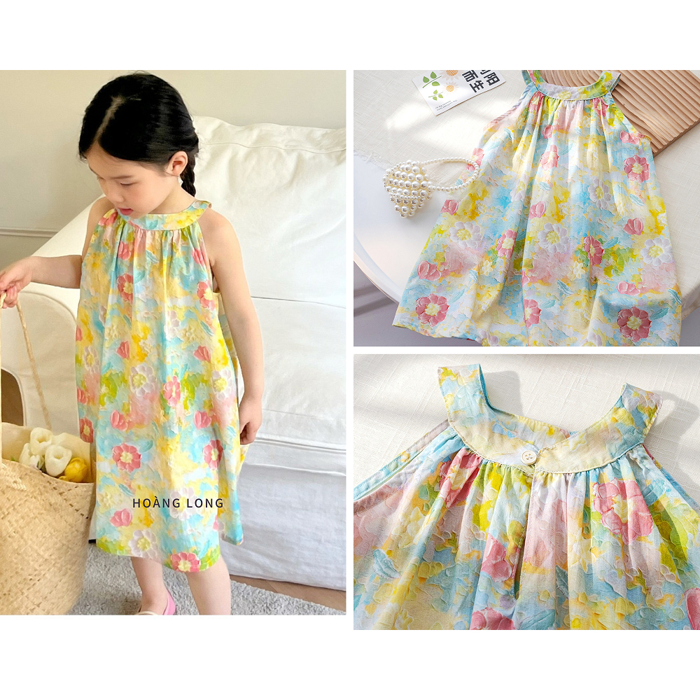 Váy Đầm Thiết Kế Hồng Hoa Công Chúa 2 Lớp Xinh Xắn Cho Bé Gái Mùa Hè Size Nhí Đại - CAFE_BABY073