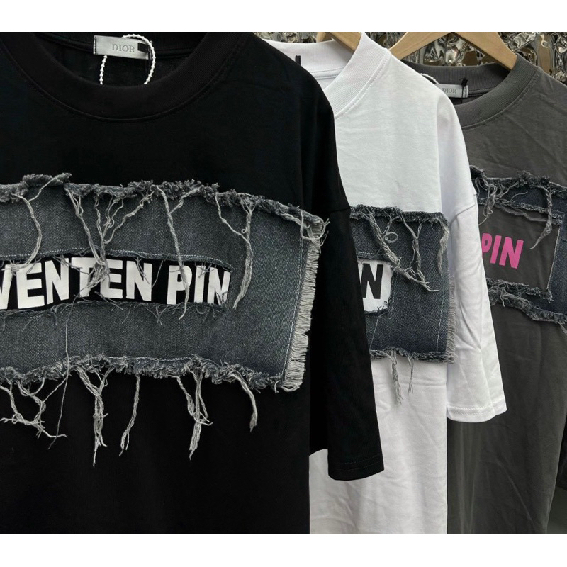 Áo phông chữ phối tag bò rách new hot 2023 chất QC siêu dày dặn from dáng rộng ảnh thật - hàng sẵn