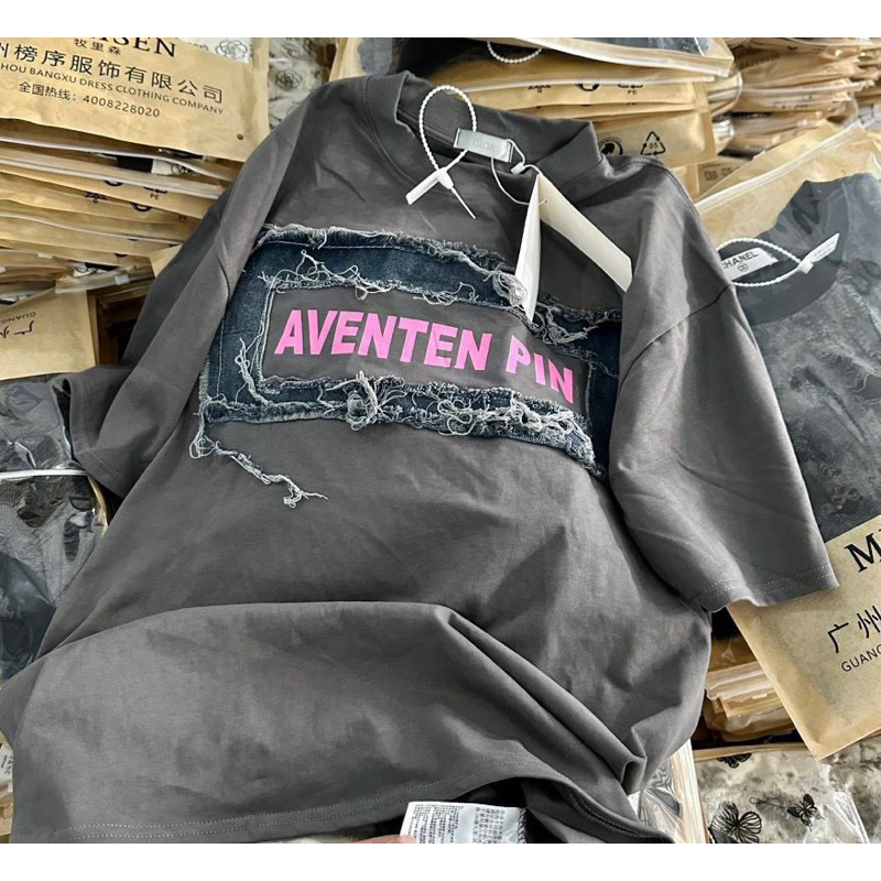 Áo phông chữ phối tag bò rách new hot 2023 chất QC siêu dày dặn from dáng rộng ảnh thật - hàng sẵn